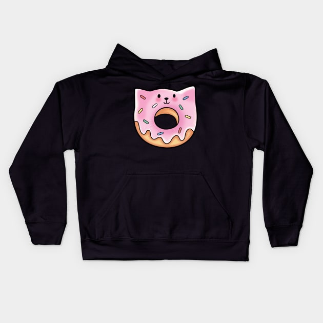 Donut Cat Kids Hoodie by SuperrSunday